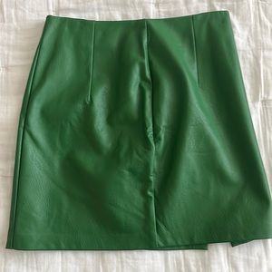 Green leather skirt